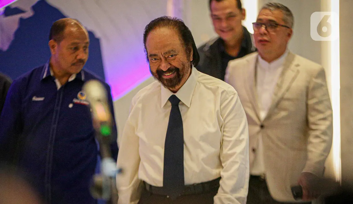 "Nah, soal politik hukum, kita berupaya semoga itu tidak terjadi," ucap Surya Paloh. (Liputan6.com/Faizal Fanani)