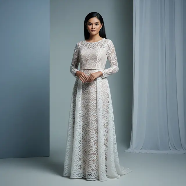 9 Model Long Dress Bahan Brokat dengan Potongan Princess Modern, Tren 2025