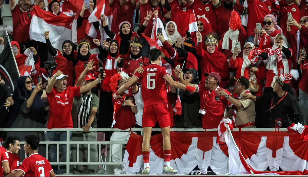 Timnas Indonesia U-23 sempat unggul lebih dulu lewat gol yang dicetak Ivar Jenner pada menit ke-19. (Karim JAAFAR/AFP