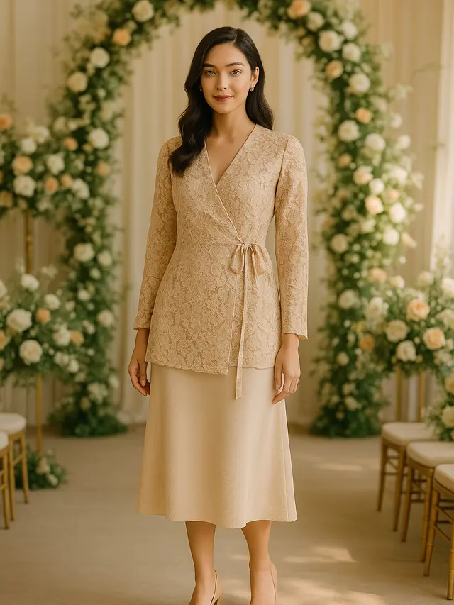 Model Cardigan Brokat Tali Samping untuk Kondangan