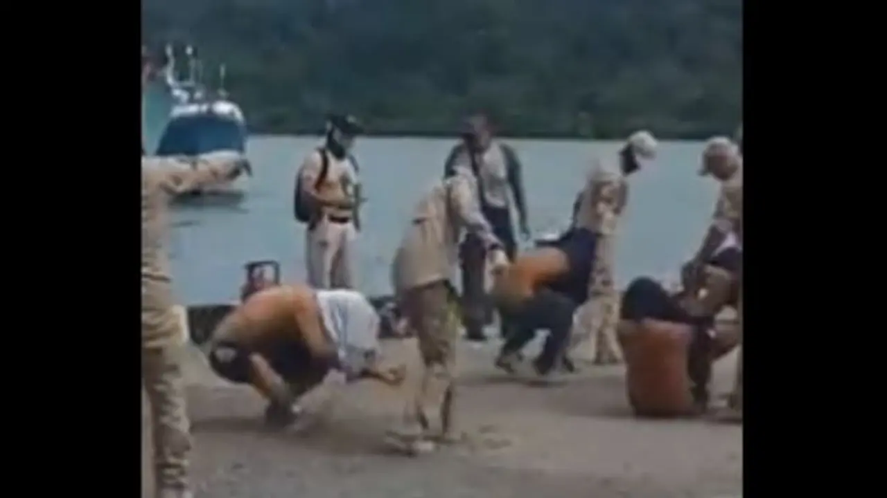 Viral video dugaan kekerasan atau penyiksaan dalam pemindahan napi ke Nusakambangan. (Foto: Liputan6.com/Medsos/Muhamad Ridlo)