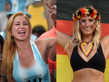 Jerman dan Argentina akan bertemu di Final Piala Dunia 2014. Fans seksi pun pasti bermunculan (AFP Photo)