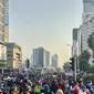 Suasana di Jalan MH Thamrin, Jakarta Pusat Jelang Jakarnaval, Minggu (30/6/2019). (Foto: Ratu Annisaa Suryasumirat/Liputan6.com)