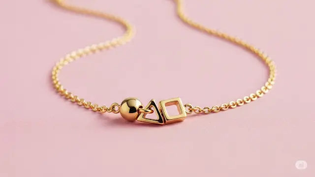 Gelang Rantai Tipis dengan Liontin Geometris
