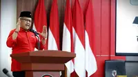 Sekretaris Jenderal DPP PDI Perjuangan (PDIP) Hasto Kristiyanto saat memberikan arahan dalam kegiatan Pelatihan Jurkam PDIP, yang diselenggarakan di Sekolah Partai, Lenteng Agung, Jakarta Selatan, Sabtu (5/8/2023). (Foto: Dokumentasi PDIP).