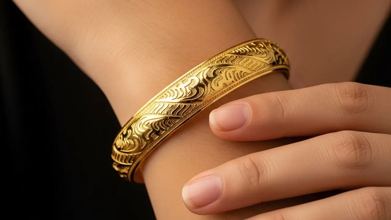 Bangle Ukiran Motif Batik Etnik Modern