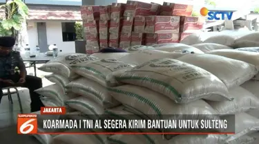 Koarmanda I TNI AL kembali kirimkan bantuan untuk korban bencana di Sulawesi Tengah berupa bahan pangan, tenda, dan genset.