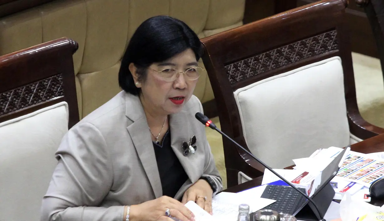 Calon Gubernur Bank Indonesia (BI) Destry Damayanti mengikuti uji kelayakan dan kepatutan (fit and proper test) bersama Komisi XI DPR di Kompleks Parlemen, Senayan, Jakarta, Rabu, 26 Agustus 2026. (KLY/ Arie Basuki)