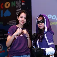 Estelle Linden, pemeran utama dalam film superhero 'Valentine' di acara Pop Con Asia 2015, Jakarta, Sabtu (8/8/2015). (Wimbarsana/Bintang.com)