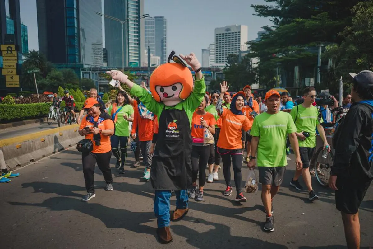 AppleBoy, Maskot Imut dari HappyFresh Meriahkan Car Free Day Jakarta