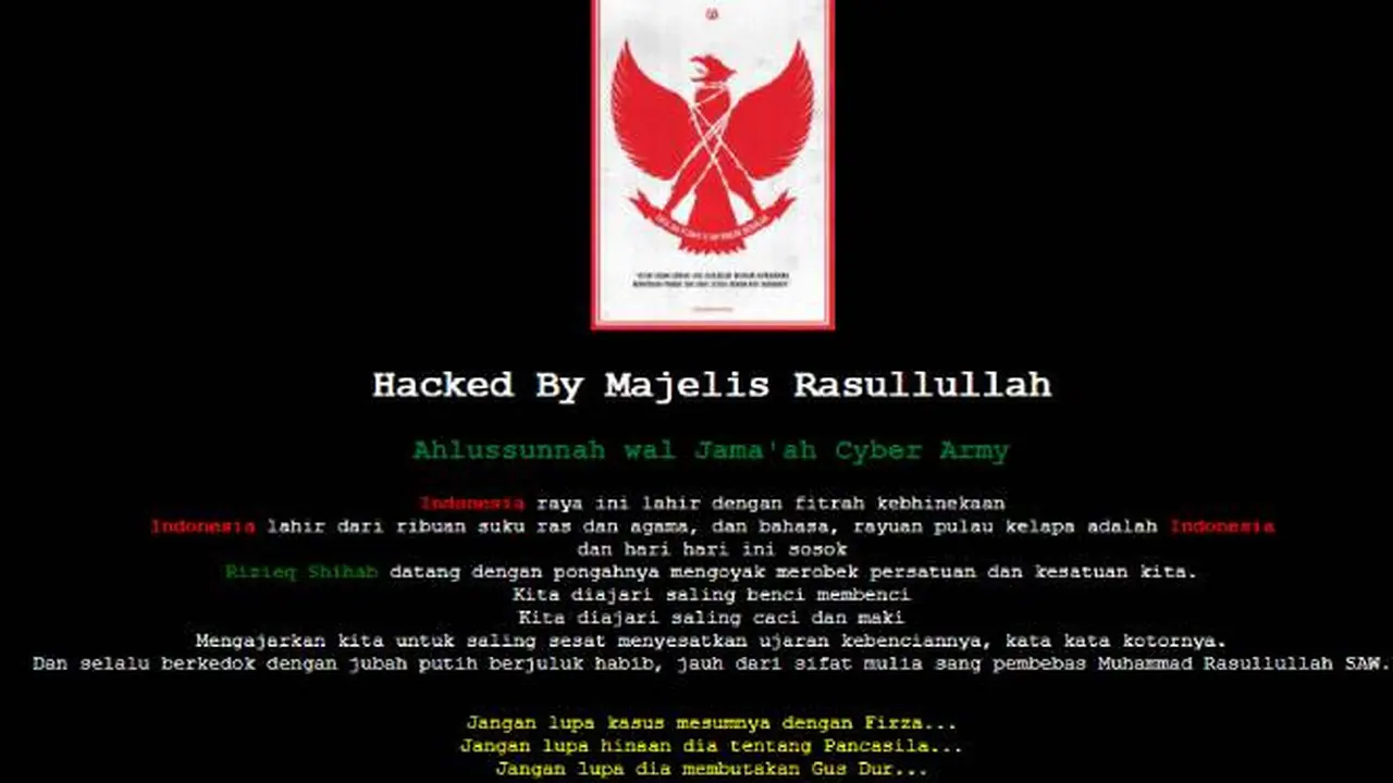 10 Situs Web Pemda Diretas, Hacker Minta Polisi Tegas ke Rizieq Shihab