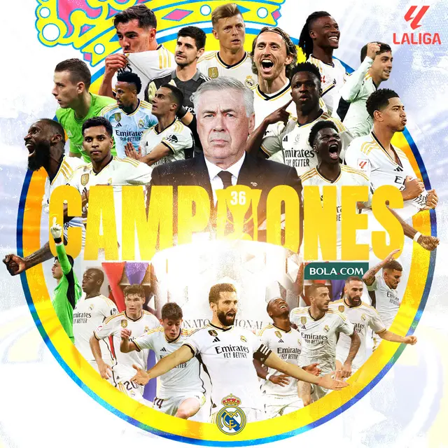 Liga Spanyol - Ilustrasi Real Madrid Juara La liga Musim 2023/2024