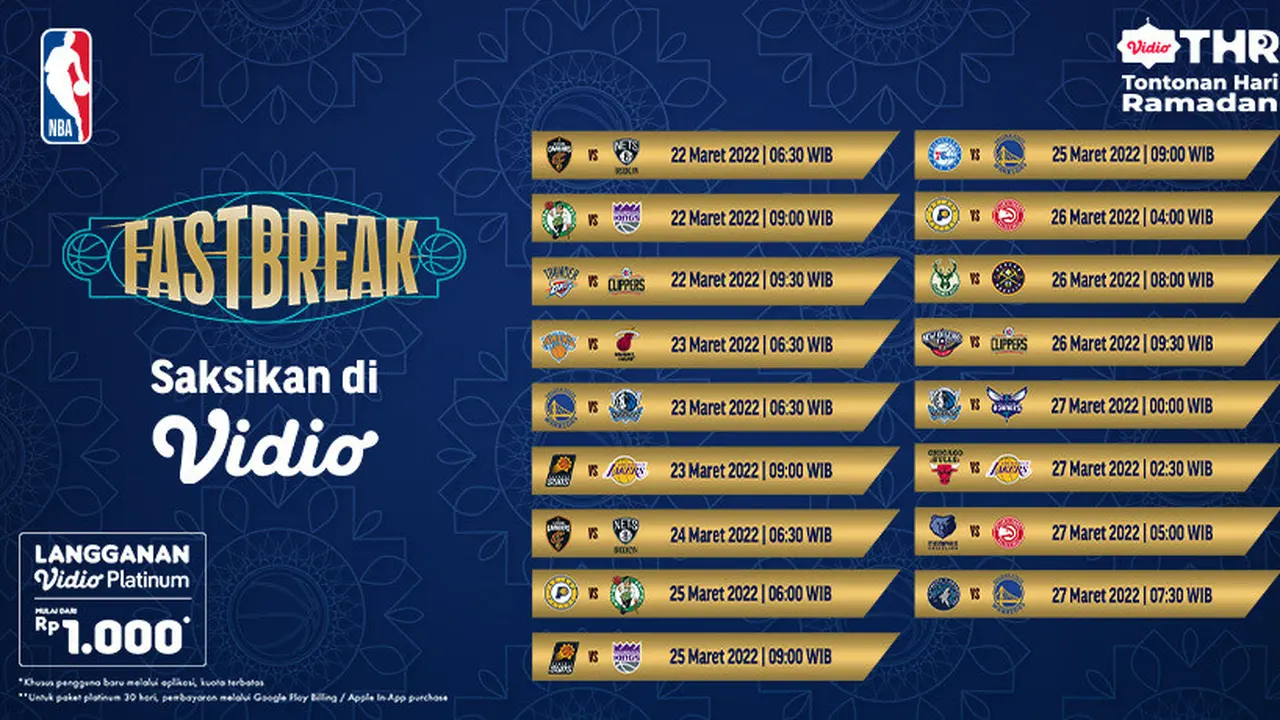 Jadwal Pertandingan NBA Reguler Fastbreak Live Vidio 21 sampai 27 Maret 2023 : Cleveland Cavaliers vs Brooklyn Nets