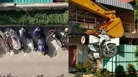 6 Potret Parkir Motor Tak Sesuai Aturan Ini Bikin Geleng Kepala (sumber: 1cak dan Twitter.com/kegblgnunfaedh)