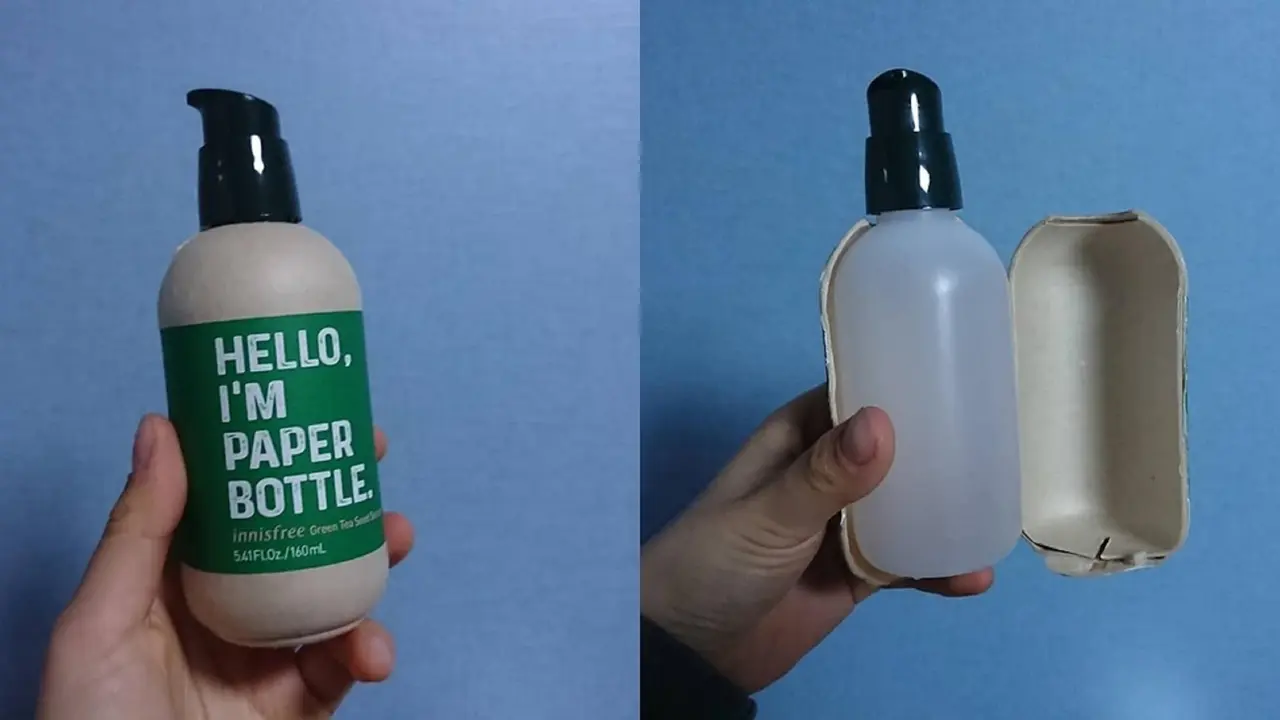 Botol plastik yang dibungkus kertas