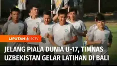 Tim U-17 Uzbekistan melakukan latihan di Stadion Gelora Trisakti, Kuta, Badung. Sebagai kekuatan baru Asia, White Wolf berambisi lolos fase grup.