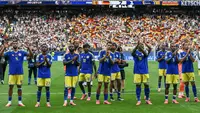Para pemain Curaçao bereaksi setelah kalah dalam pertandingan Grup E Piala Dunia 2026 antara Jerman dan Curaçao di Stadion Houston, Houston, pada 14 Juni 2026. (RONALDO SCHEMIDT/AFP)