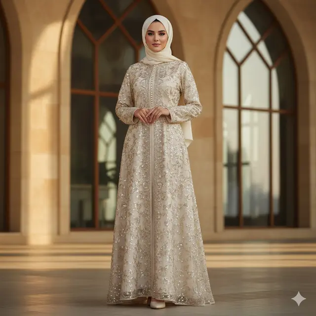 Model Gamis Abaya Bordir yang Elegan