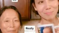 Nenek 72 tahun, Michiko, (kiri) bersama anaknya bagikan tips perawatan agar awet muda. (dok. screenshot video TikTok @dr.mamina)