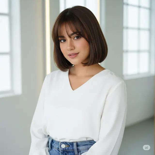 Model Rambut Pendek Coklat Wanita Indonesia. Foto: Gemini
