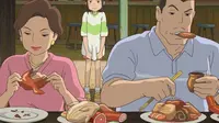 Cuplikan adegan di animasi Studio Ghibli, Spirited Away. (dok. Twitter @MaroYonebayashi)