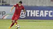 Penyerang Indonesia, Egy Maulana Vikri, saat melawan Chinese Taipei pada laga AFC U-19 di SUGBK, Jakarta, Kamis (18/10/2018). Indonesia menang 3-1 atas Chinese Taipei. (Bola.com/M Iqbal Ichsan)