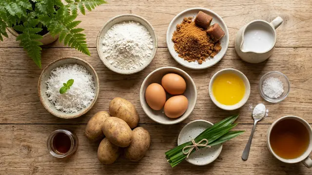 ilustrasi resep kue kentang kukus gula aren