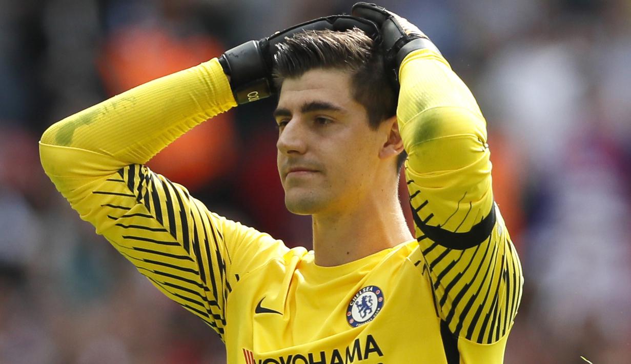 Kiper andalan Chelsea, Thibaut Courtois merupakan pemain andalan di timnas Belgia, Courtois  telah tampil sebanyak 49 kali untuk timnas Belgia. (AP/Kirsty Wigglesworth)