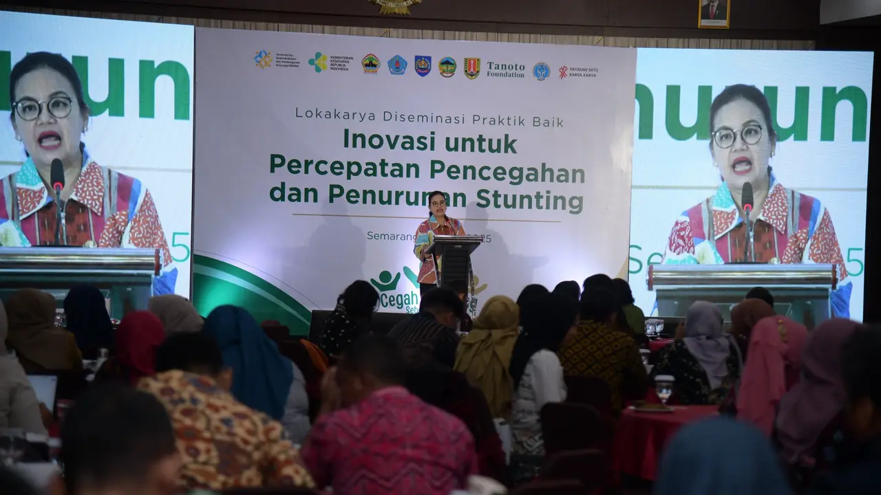 Wali Kota Semarang, saat memberi materi dalam talkshow bertajuk “Inovasi untuk Percepatan Pencegahan dan Penurunan Stunting” di Hotel Gets Semarang, Selasa (15/04/25). (Foto: Liputan6.com/Felek Wahyu)