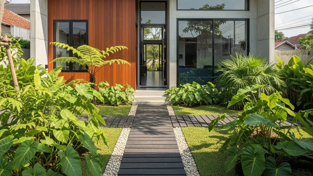 Desain Rumah Gaya Rustic dengan Material Kayu Alami. Gemini