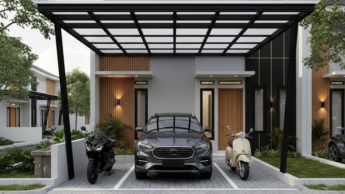 8 Inspirasi Carport Minimalis untuk 1 Mobil 2 Motor di Lahan Sempit 2025