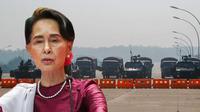 Banner Infografis Penangkapan Aung San Suu Kyi dan Kudeta Militer Myanmar. (Sumber Foto: AFP dan AP Photo)