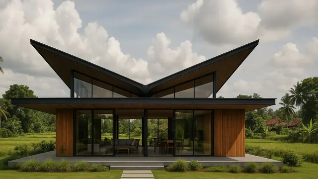 Referensi Desain Rumah Dengan Aksen Kayu/Gambar via AI