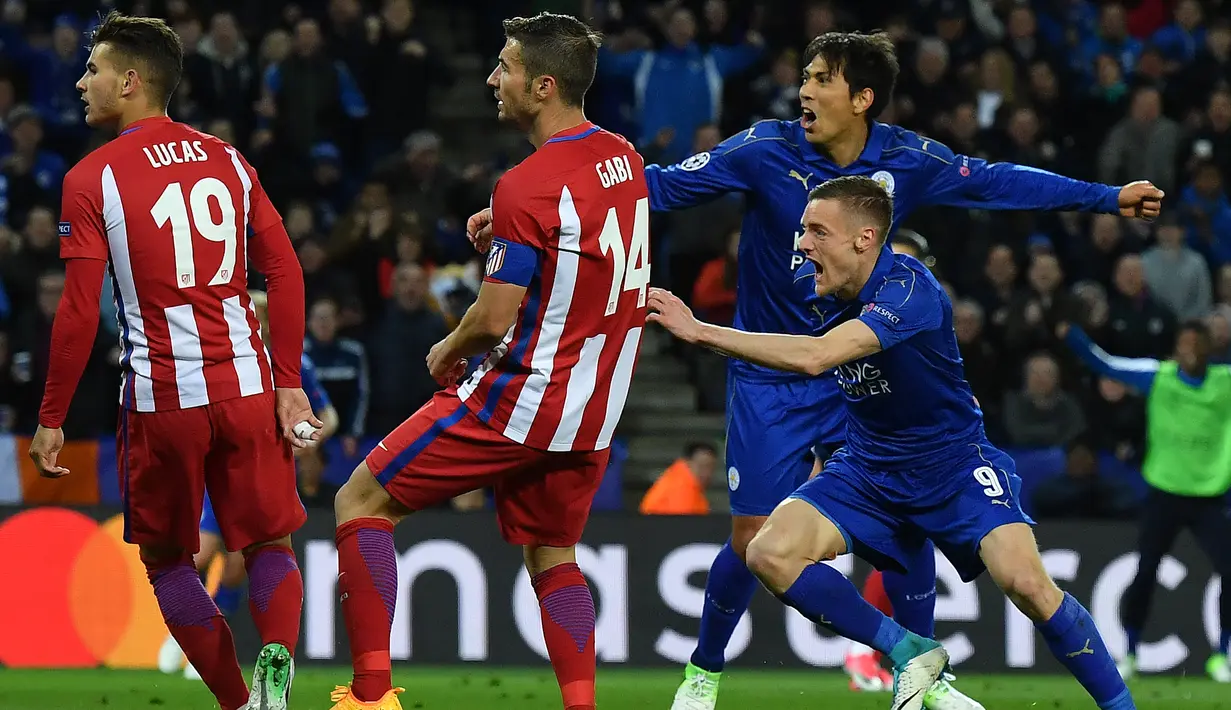 7. Jamie Vardy (Leicester) - 5 Gol (2 Penalti). (AFP/Ben Stansall)