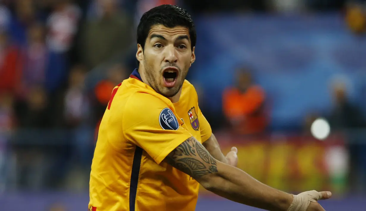 Luis Suarez menempati urutan kedua pencetak gol sementara La Liga Spanyol dengan jumlah gol sebanyak 26. (Reuters/Sergio Perez)