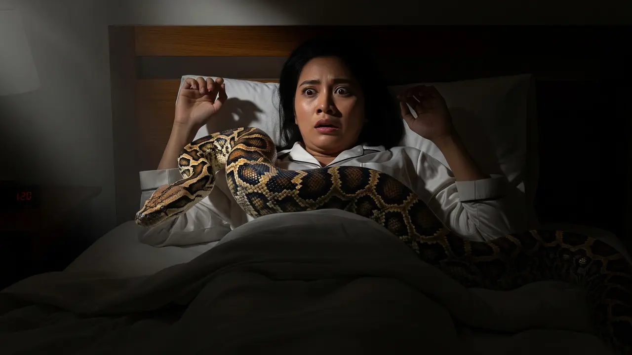 Terbangun Tengah Malam, Wanita Ini Kaget Ada Ular Piton 2,5 Meter di Dadanya
