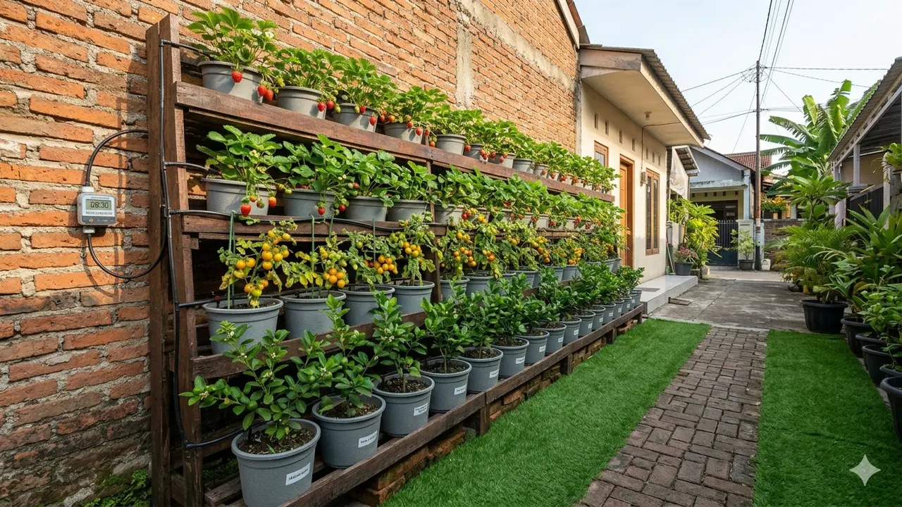 Inspirasi Kebun Buah Mini Sepanjang Tembok Samping Rumah Sempit.