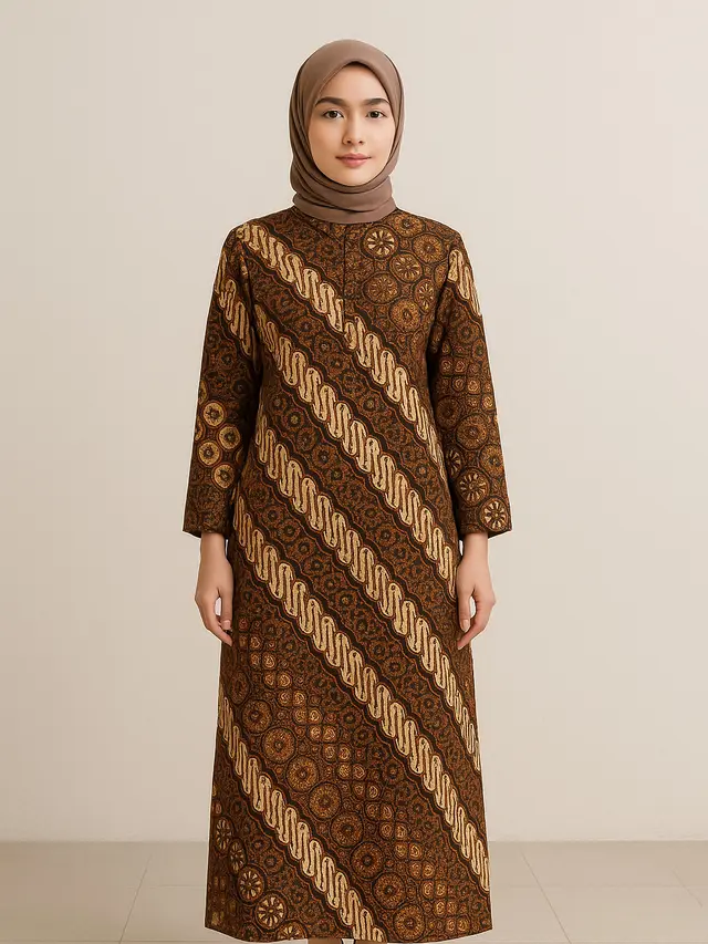 Model Dress Batik Kerah Shanghai Hijab Terbaru