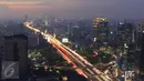 Penampakan Simpang Susun Semanggi bentang pertama atau Ramp 1 overpass Gatsu dari ketinggian, Jakarta, Senin (13/3). (Liputan6.com/Herman Zakharia)