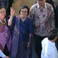 Menteri Keuangan yang baru Sri Mulyani Indrawati saat tiba di Kementrian Keuangan, Jakarta, Rabu (27/7). Sri Mulyani dipercaya Jokowi menjabat Menteri Keuangan (Menkeu) menggantikan Bambang Brodjonegoro. (Liputan6.com/Angga Yuniar)