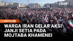 Pendukung pemerintah Iran berkumpul di Lapangan Enghelab, Teheran, untuk menyatakan sumpah setia kepada Ayatollah Mojtaba Khamenei yang diumumkan sebagai pemimpin tertinggi Iran yang baru.