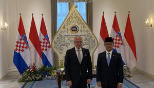 Menteri Luar Negeri RI Sugiono pada Senin (10/11/2025 di Gedung Pancasila menegaskan komitmen Indonesia dan Kroasia untuk memperluas kerja sama strategis, terutama di sektor pangan, pertanian, dan ketahanan energi (Dok. Liputan6.com/Teddy Tri Setio).