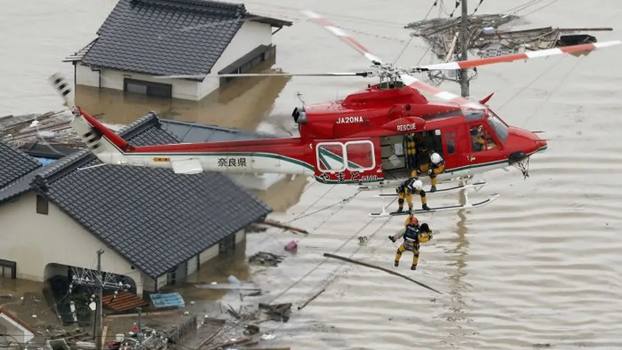 Banjir Jepang akhir pekan ini (8/7) (Kyodo News Agency via ABC)