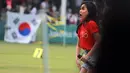 Personil JKT 48 saat menghibur peserta dan penonton sekaligus menutup sesi pertandingan di cabang olahraga Panahan Asian Games 2018 di Lapangan Panahan Gelora Bung Karno, Jakarta (28/08). (ANTARA FOTO/INASGOC/Mudak Yasin/bmz/18)