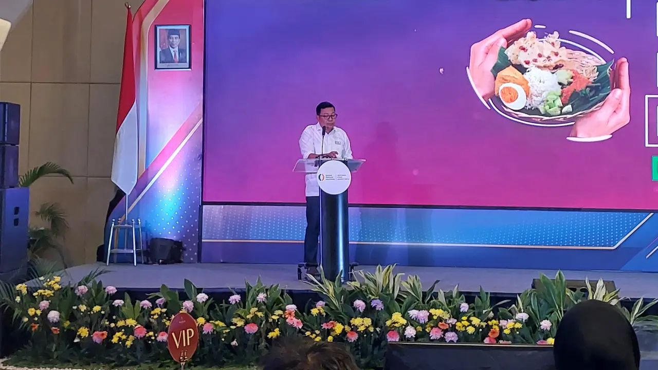 Kepala Badan Pangan Nasional (Bapanas) Arief Prasetyo Adi dalam Rapat Koordinasi Penanganan Kerawanan Pangan dan Gizi, di Depok, Jawa Barat, Selasa (29/2/2024). (Arief/Liputan6.com)