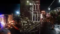 Pikap Bermuatan Durian Terguling di Way Kanan, Muatan dan Uang Diduga Dijarah Warga