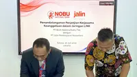 PT Jalin Pembayaran Nusantara (Jalin) melakukan penandatanganan Perjanjian Kerja Sama (PKS) dengan PT Bank Nationalnobu Tbk (Nobu Bank)