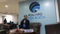 Plt Kepala Biro Humas Kemkominfo Ferdinandus Setu menjelaskan mengenai penangguhan tiga konten YouTube milik Kimi Hime di Jakarta, Rabu (24/7/2019).