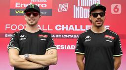 Dua pembalap Pertamina Enduro VR46 Racing Team, Franco Morbidelli dan Fabio Di Giannantonio hadir di Jakarta. (Liputan6.com/Angga Yuniar)