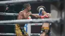 Pertarungan antara Kallens Barthez (kiri) dengan Nelson Julianto dalam duel kelas 61 kilogram di ajang Byon Madness Vol. 4 yang digelar di Spike Air Dome, PIK 2, Jakarta, Sabtu (6/6/2026).